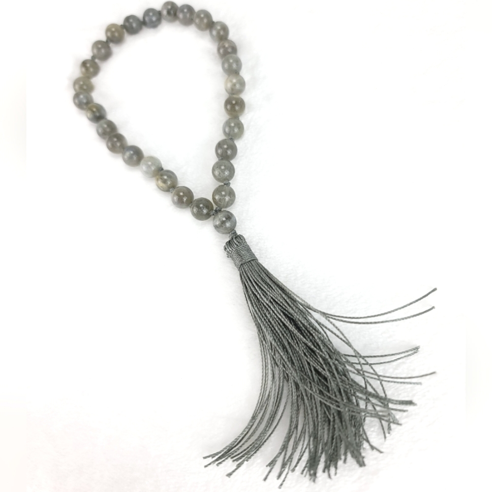 Labradorite mala, gray mala, meditation mala, worry beads, prayer beads